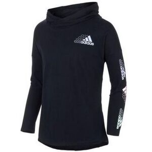New Adidas cotton hooded long-sleeve T-Shirt features an abstract heart pattern